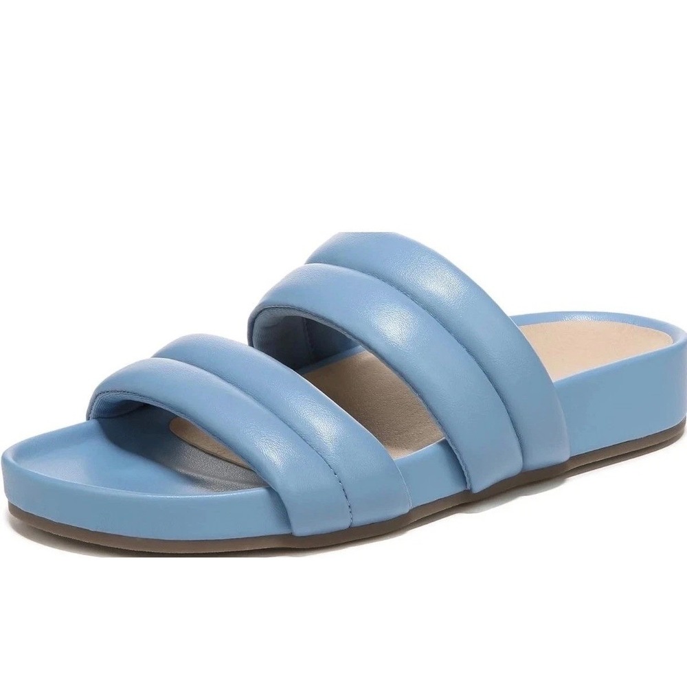 Vionic Mayla Blue Shadow Padded‎ Double Strap Slide Sandals Womens 7 Medium